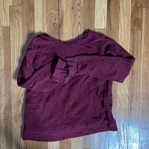 Burgundy Forever 21 Crew Neck Long Sleeve Top